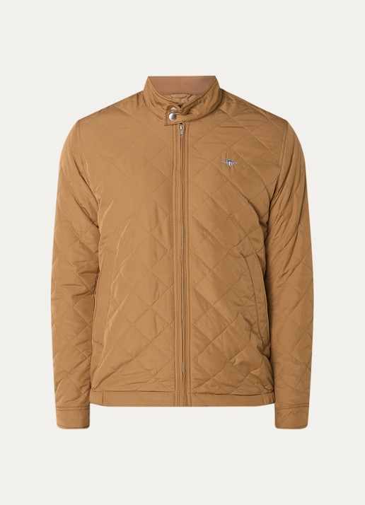 Gant Gewatteerd windjack met quilt patroon - voorkant 3 cognac