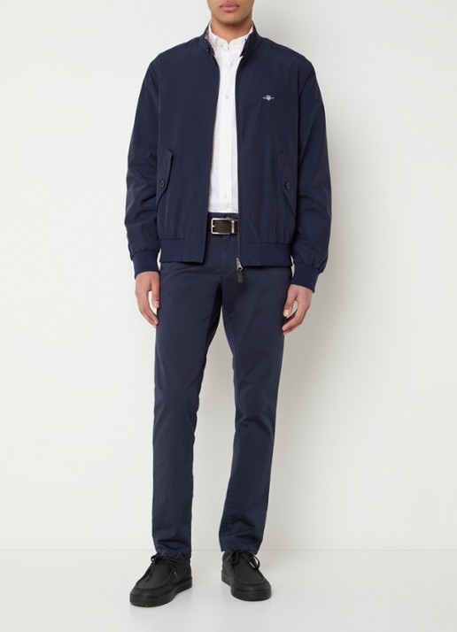 Gant Harrington reversible jack met logoborduring - voorkant 5 donkerblauw