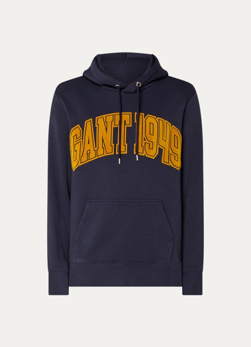 Gant Hoodie met logoprint - voorkant royalblauw