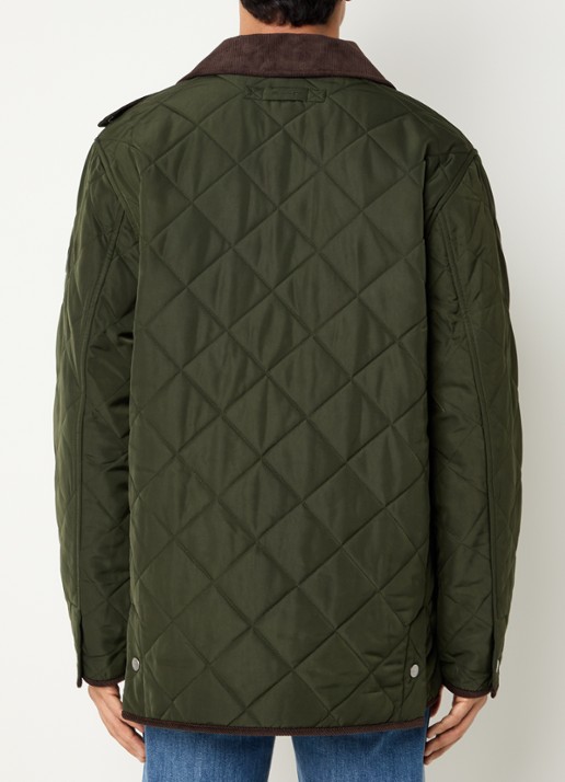 Gant Jack met quilt patroon en klepzakken - achterkant legergroen
