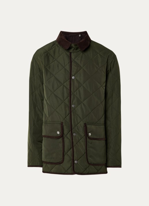 Gant Jack met quilt patroon en klepzakken - voorkant 2 legergroen