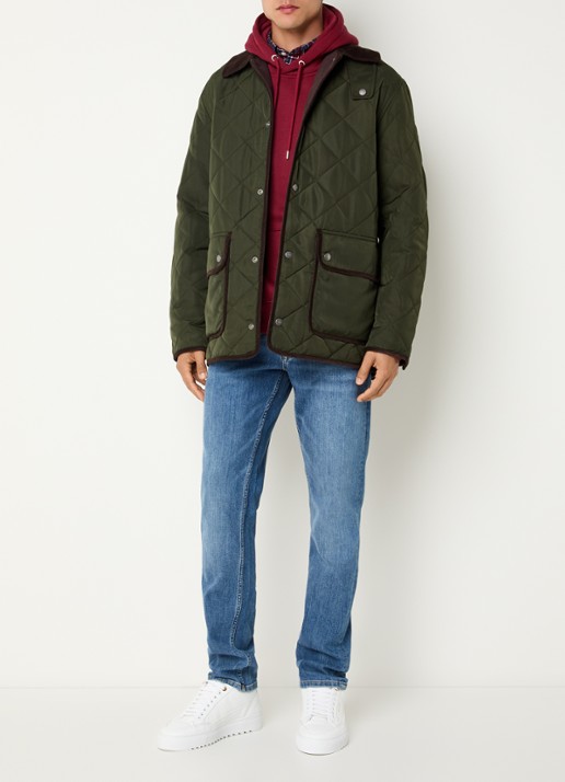 Gant Jack met quilt patroon en klepzakken - voorkant 3 legergroen