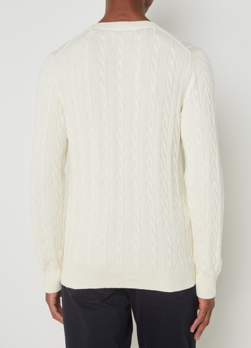 Gant Kabelgebreide trui met logoborduring - achterkant creme