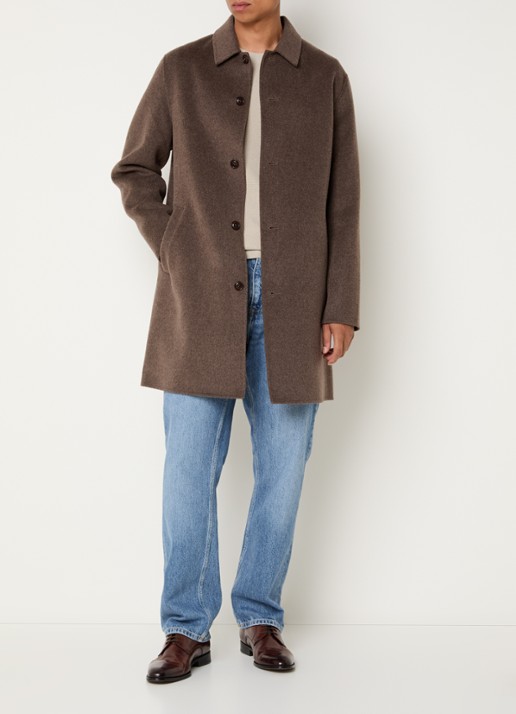 Gant Mantel in wolblend met steekzakken - voorkant 2 donkerbeige