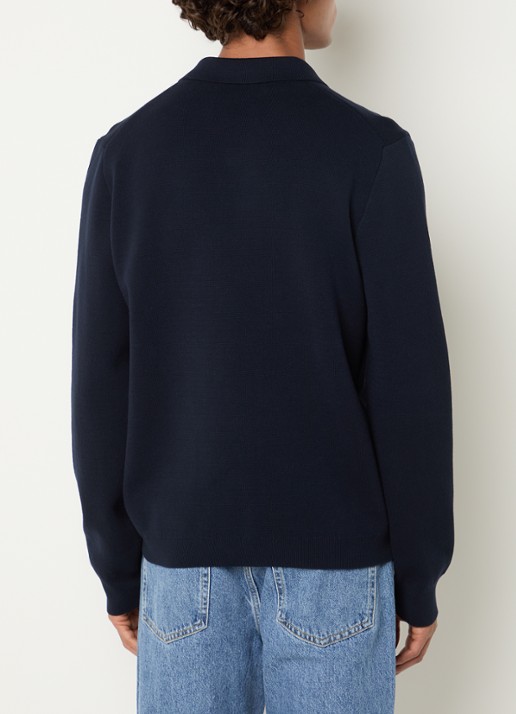 Gant Milano fijngebreid vest met opgestikte zakken - achterkant donkerblauw