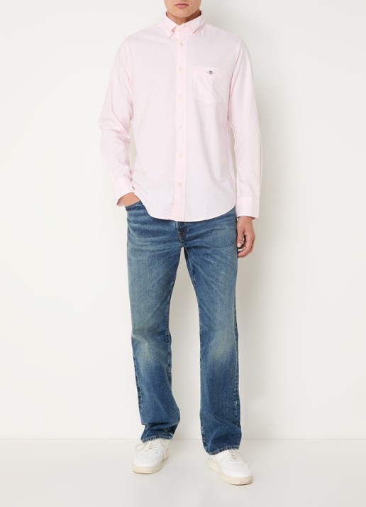 Gant Oxford regular fit overhemd met logoborduring - voorkant 2 lichtroze