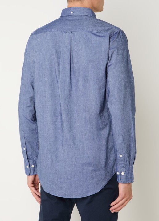Gant Oxford regular fit overhemd met logoborduring - achterkant indigo