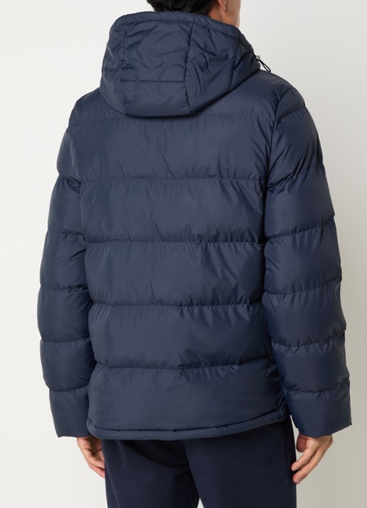 Gant Puffer jack met capuchon en ritszakken - achterkant 3 donkerblauw