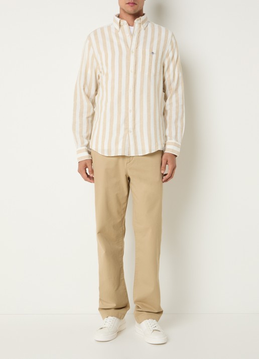 Gant Reg overhemd met streepprint en logo - voorkant 3 beige