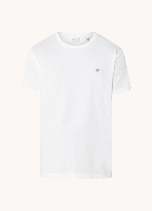 Gant Reg Shield t-shirt met logo - voorkant wit
