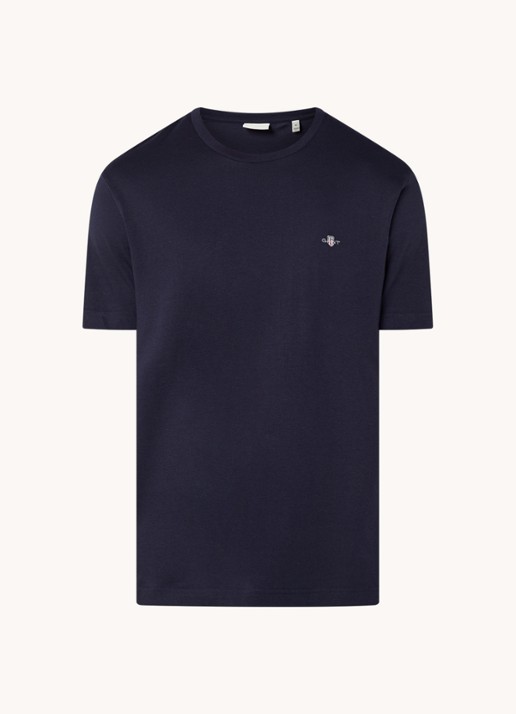 Gant Reg Shield t-shirt met logo - voorkant 3 donkerblauw