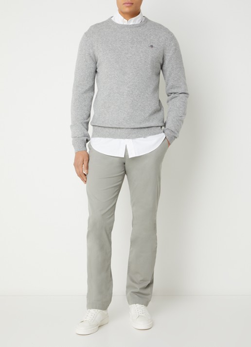Gant Regular fit chino met steekzakken - voorkant 3 lichtgrijs
