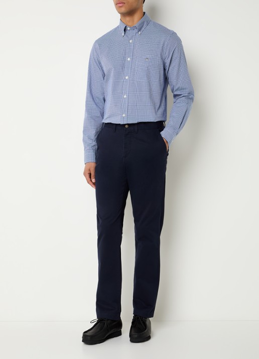 Gant Regular fit overhemd met borstzak - voorkant 2 kobaltblauw