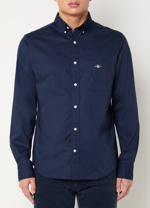 Gant Regular fit overhemd met logoborduring - detail 4 donkerblauw