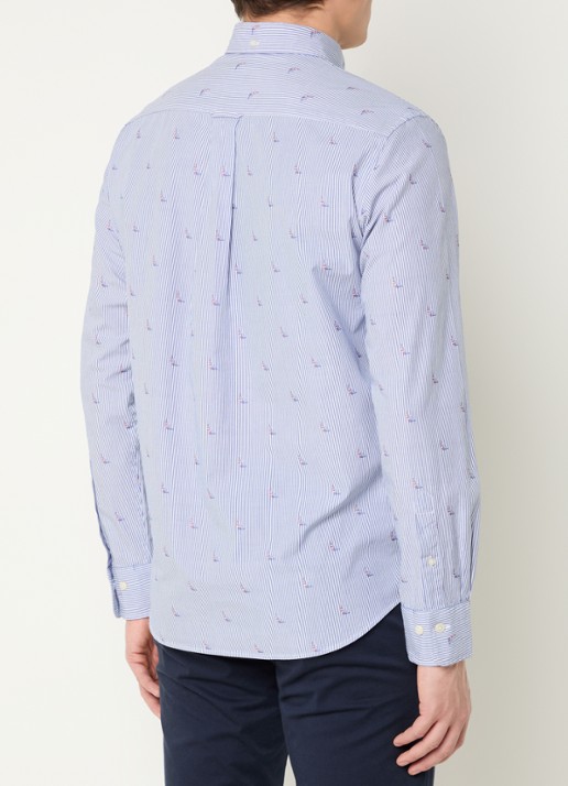 Gant Regular fit overhemd met print en borstzak - achterkant royalblauw