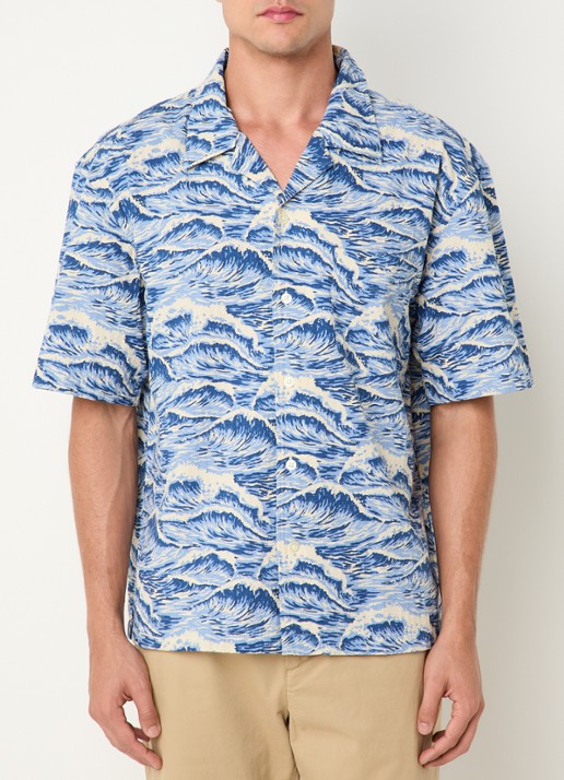 Gant Regular fit overhemd met print - detail 4 lichtblauw