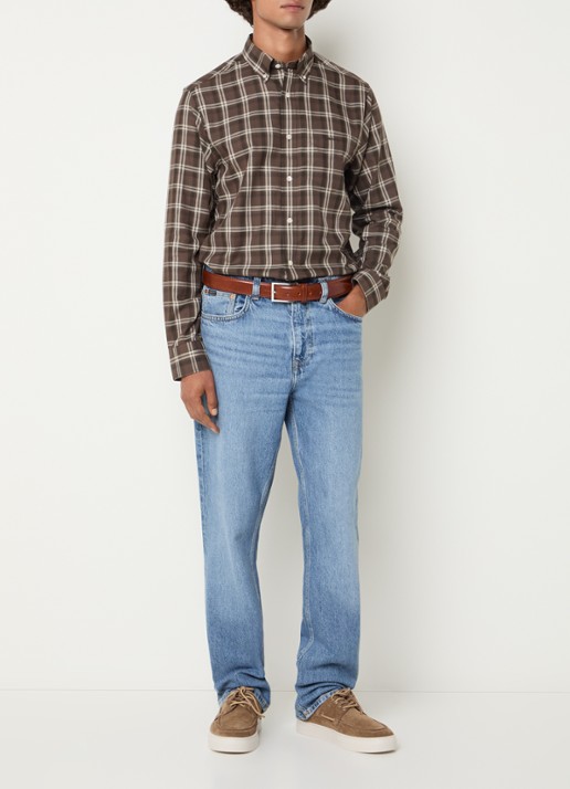 Gant Regular fit overhemd met ruitdessin - voorkant 2 taupe