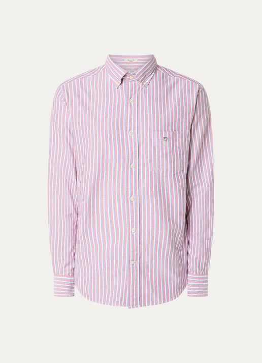 Gant Regular fit overhemd met streepprint en borstzak - voorkant 3 rood