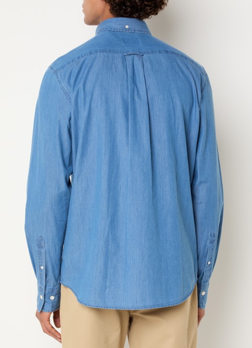 Gant Regular fit overhemd van chambray met borstzak - achterkant blauw