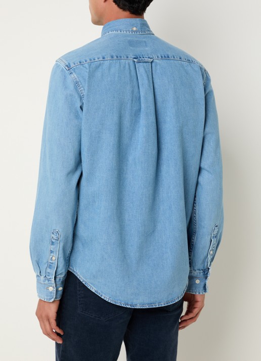 Gant Regular fit overhemd van chambray met logo - achterkant 4 indigo
