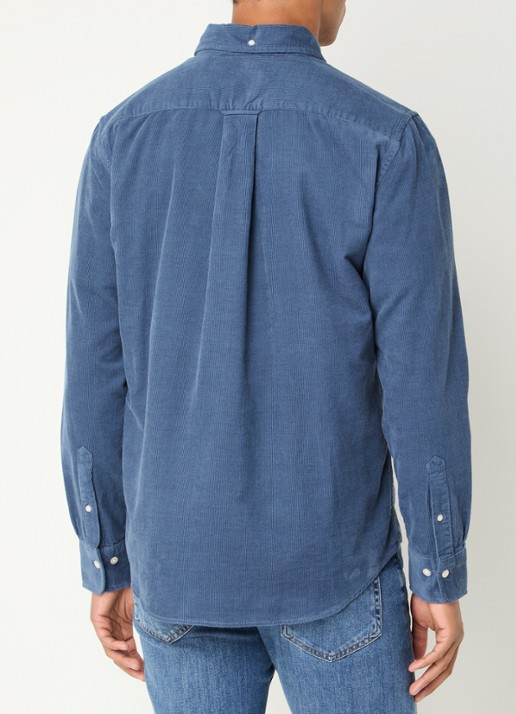 Gant Regular fit overhemd van corduroy met logoborduring - achterkant 2 staalblauw
