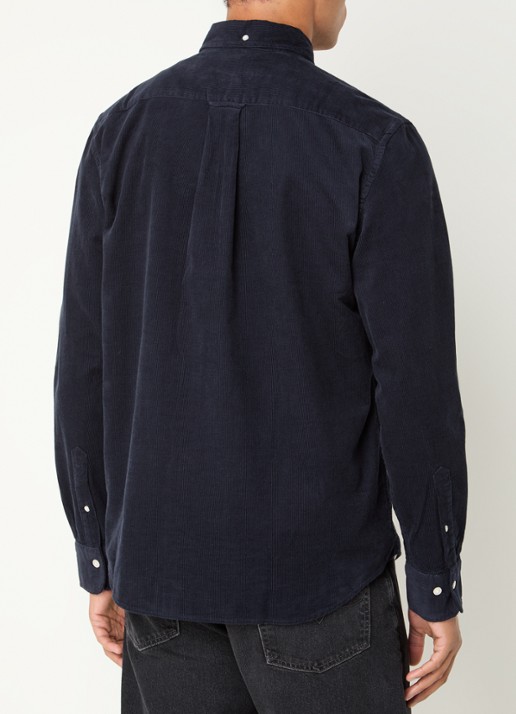 Gant Regular fit overhemd van corduroy met logoborduring - achterkant 4 donkerblauw
