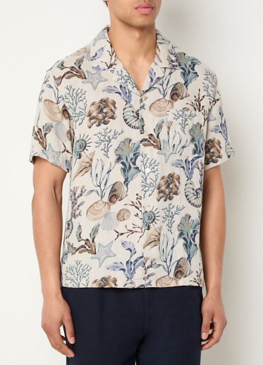 Gant Regular fit overhemd van linnen met print