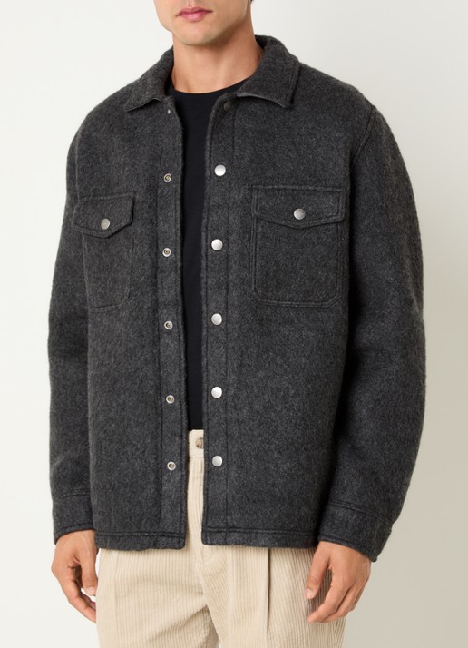 Gant Regular fit overshirt in wolblend met klepzakken