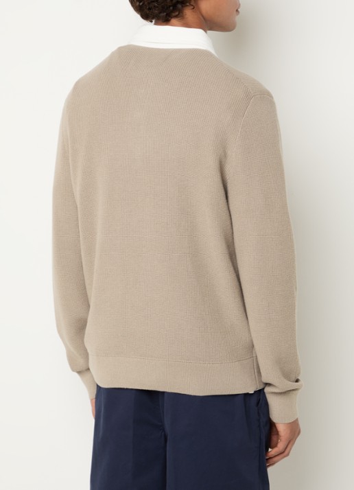 Gant Regular fit polo in wolblend - achterkant taupe