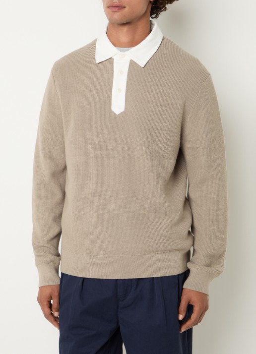 Gant Regular fit polo in wolblend - detail 2 taupe