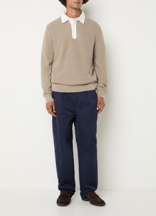 Gant Regular fit polo in wolblend - voorkant 4 taupe