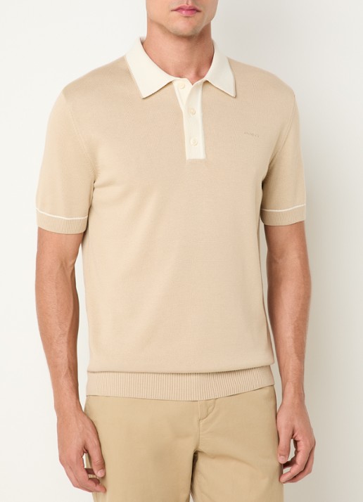Gant Regular fit polo met logo - detail 4 beige