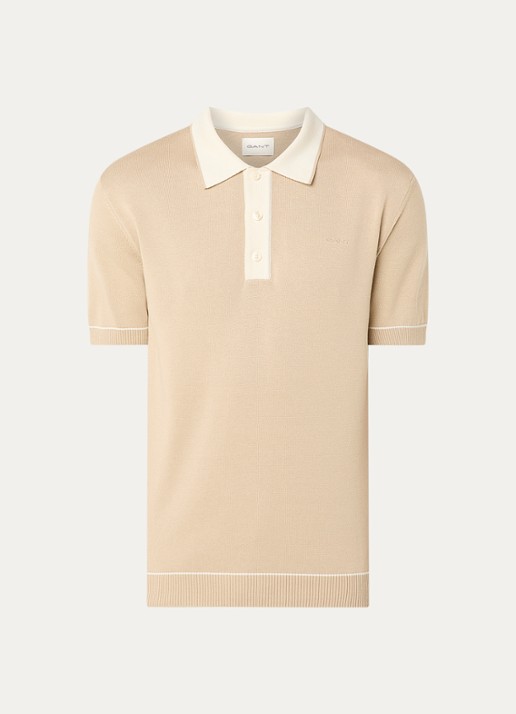 Gant Regular fit polo met logo - voorkant beige