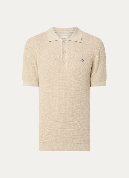 Gant Regular fit polo met logoborduring - voorkant 3 beige