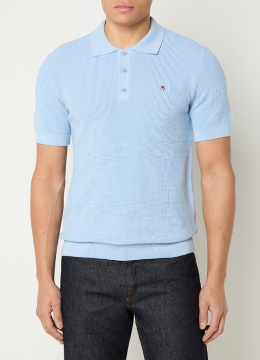 Gant Regular fit polo met logoborduring - detail 4 lichtblauw