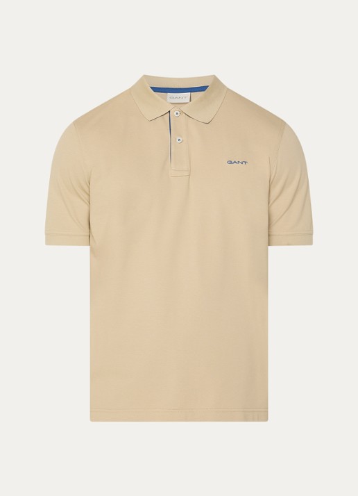 Gant Regular fit polo met logoborduring - voorkant 2 beige