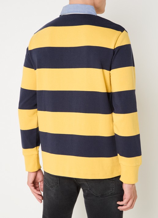 Gant Regular fit polo met streepprint en logo - achterkant geel