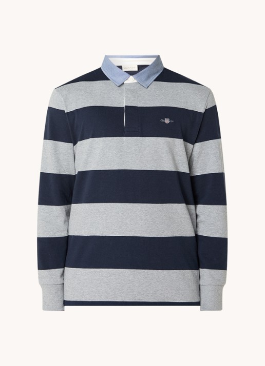 Gant Regular fit polo met streepprint en logo - voorkant grijsmele
