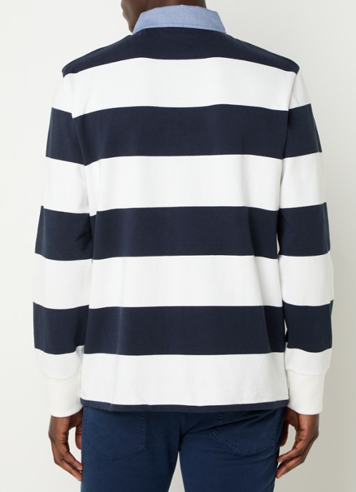Gant Regular fit polo met streepprint en logo - achterkant 3 donkerblauw