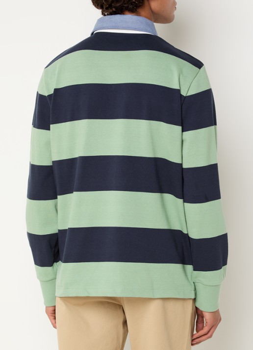 Gant Regular fit polo met streepprint en logo - achterkant 3 lichtgroen