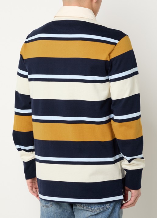 Gant Regular fit polo met streepprint en logo - achterkant 4 blauw