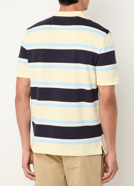 Gant Regular fit polo met streepprint en logoborduring - achterkant 3 vanillegeel