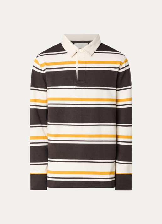 Gant Regular fit polo met streepprint - voorkant 2 bruin