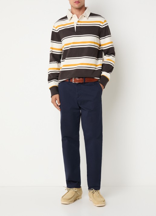 Gant Regular fit polo met streepprint - voorkant 3 bruin
