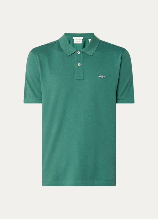 Gant Regular fit polo van piqué katoen met logo - voorkant 2 groen