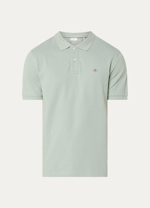 Gant Regular fit polo van piqué katoen met logo - voorkant lindegroen