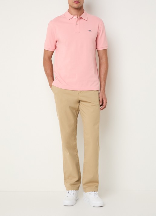 Gant Regular fit polo van piqué katoen met logo - voorkant 2 zalmroze