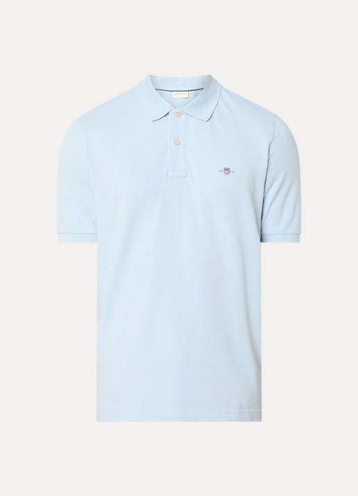 Gant Regular fit polo van piqué katoen met logo - voorkant lichtblauw