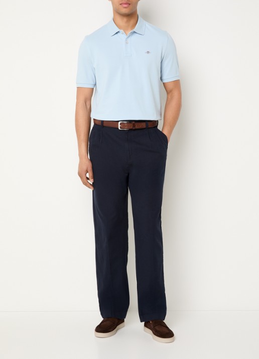 Gant Regular fit polo van piqué katoen met logo - voorkant 2 lichtblauw