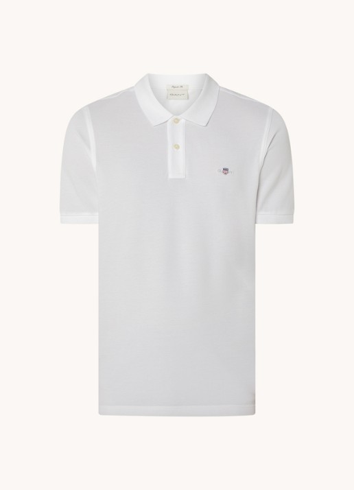 Gant Regular fit polo van piqué katoen met logo - voorkant 2 wit